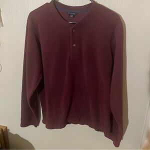 Lands' End Men's Maroon Long Sleeve Fleece Shirt